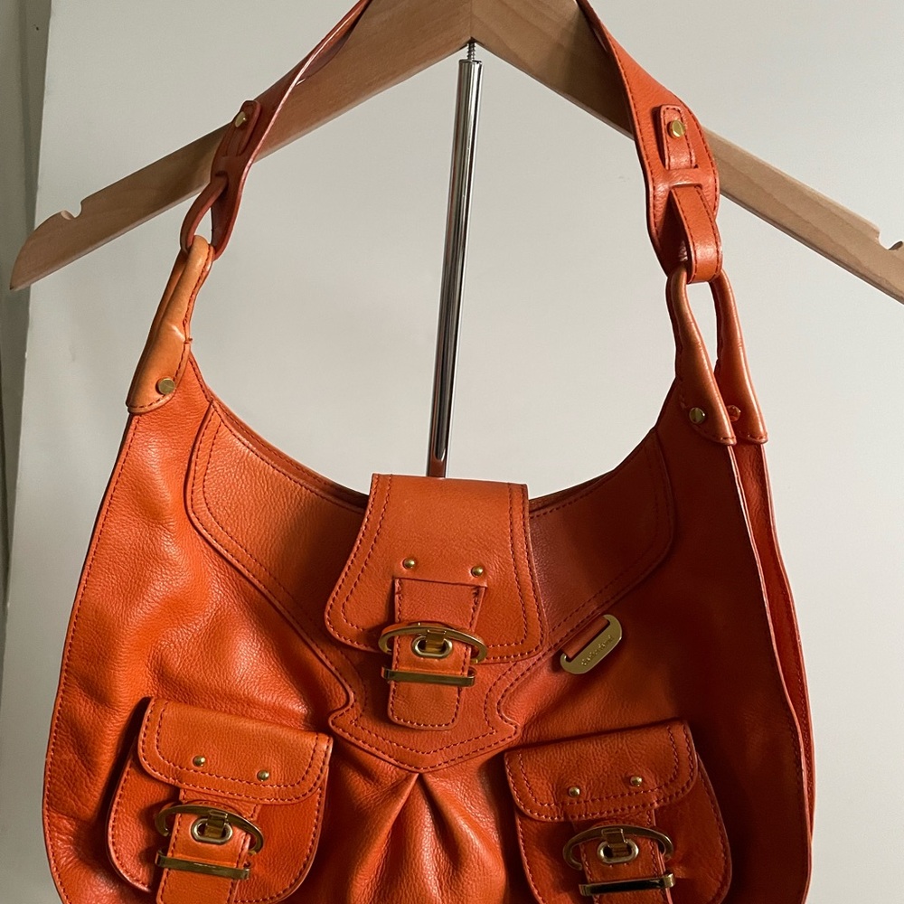 Charles David Orange soft leather Shoulder Bag, NWT